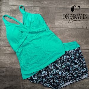 Tempt Me Cross Back Boyshort Tankini Swimsuit Size 18W